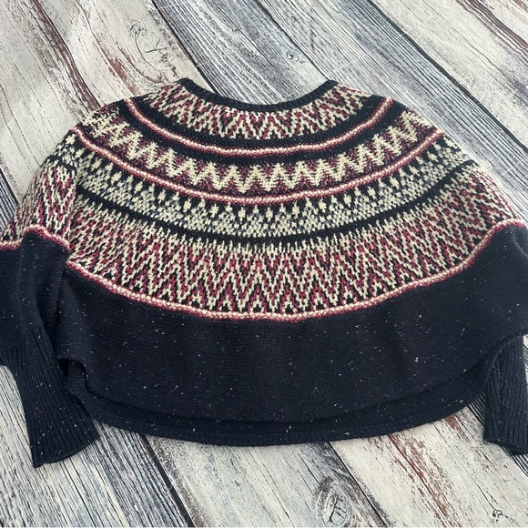 Sleeping On Snow Anthropologie Blue Midland Fair Isle Poncho Sweater Wm XS/SM - Picture 8 of 8
